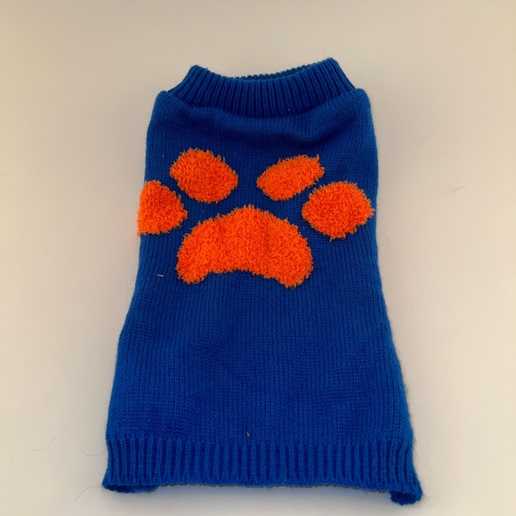 Top Paw Blue Dog Sweaters with Orange Paw Size Medium—2 Available! - Picture 2 of 5